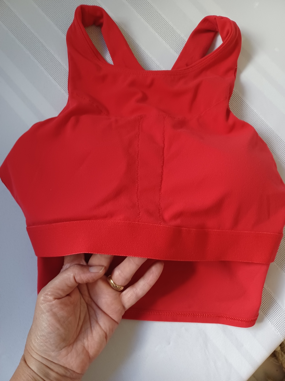Athleta Red High-Neck Crop Tank/Sports Bra Racerback Athletic Womens Small - Picture 5 of 5